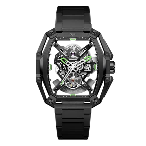 CIGA Design Z Series Hunter Automatic Mechanical Watch, in-House Caliber CD-07, Three-Layered Octagonal Tonneau, Tapered H-Link Steel Bracelet, Waterproof Timepiece Gifts for Men and Women, Black - Image 1