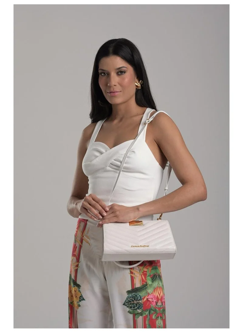 Carmen Steffens  White Bianco Quilted Shoulder Bag for Women | Best Price UAE