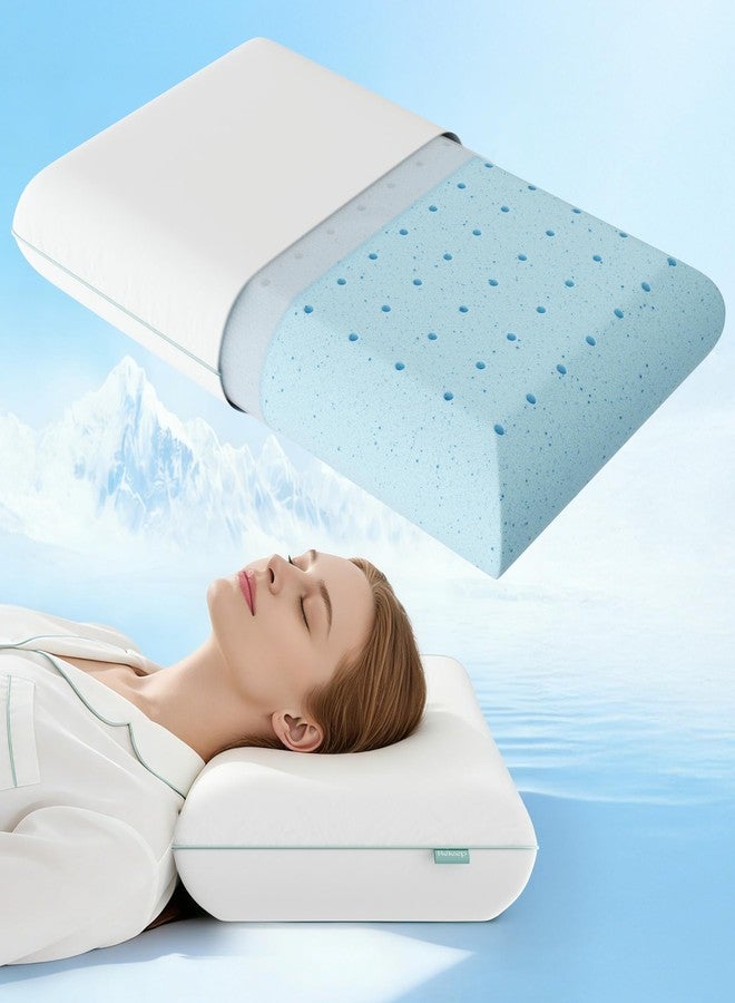 Releep Cool Touch Gel Memory Foam Pillow, Soft Breathable Cervical Neck Pillow, Deep Sleep Pillow, Ergonomic Orthopedic Bed Pillow for Neck Pain Relief, Standard Size - Image 1