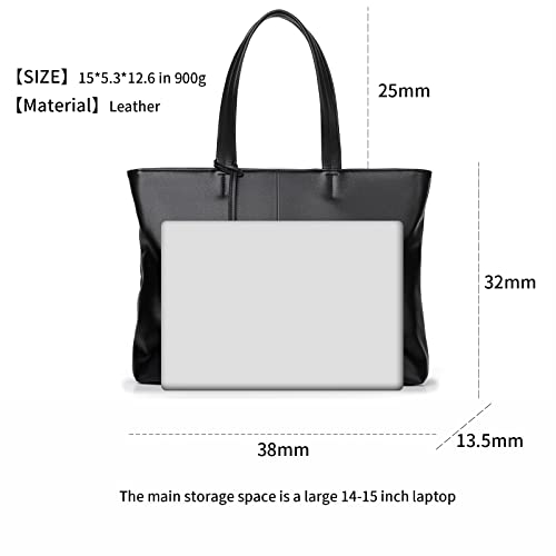 FSD.WG Men's Tote Bag,Business Bag, Leather Briefcase,Elegant Leather（PU）,Large Capacity,Black - Image 4