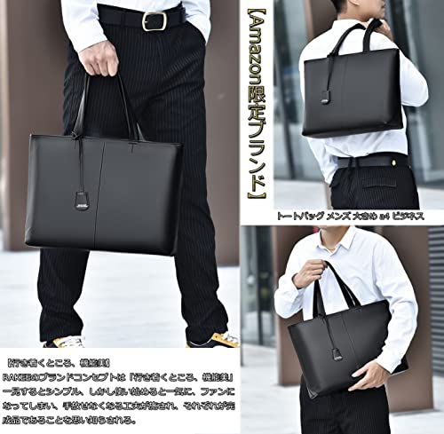FSD.WG Men's Tote Bag,Business Bag, Leather Briefcase,Elegant Leather（PU）,Large Capacity,Black - Image 2