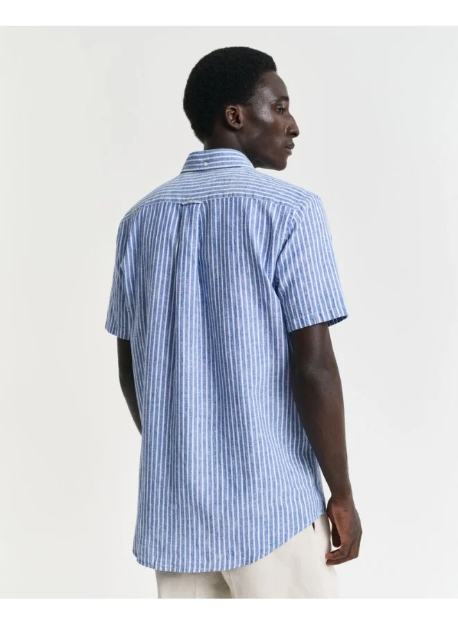 GANT Gant Regular Cotton Linen Stripe Ss Shirt