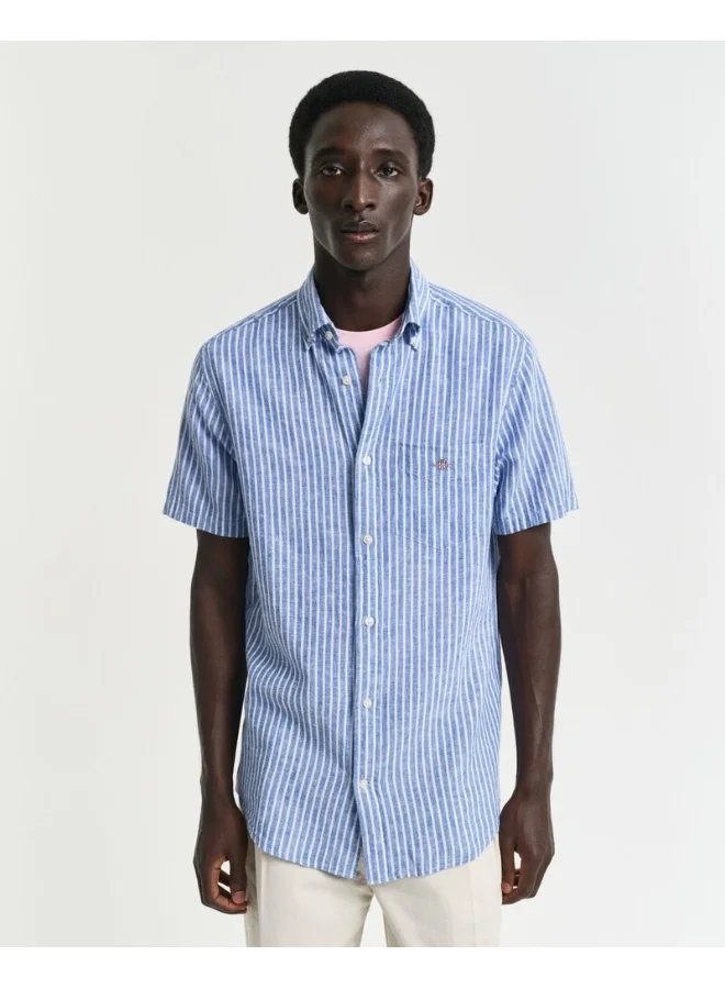GANT Gant Regular Cotton Linen Stripe Ss Shirt
