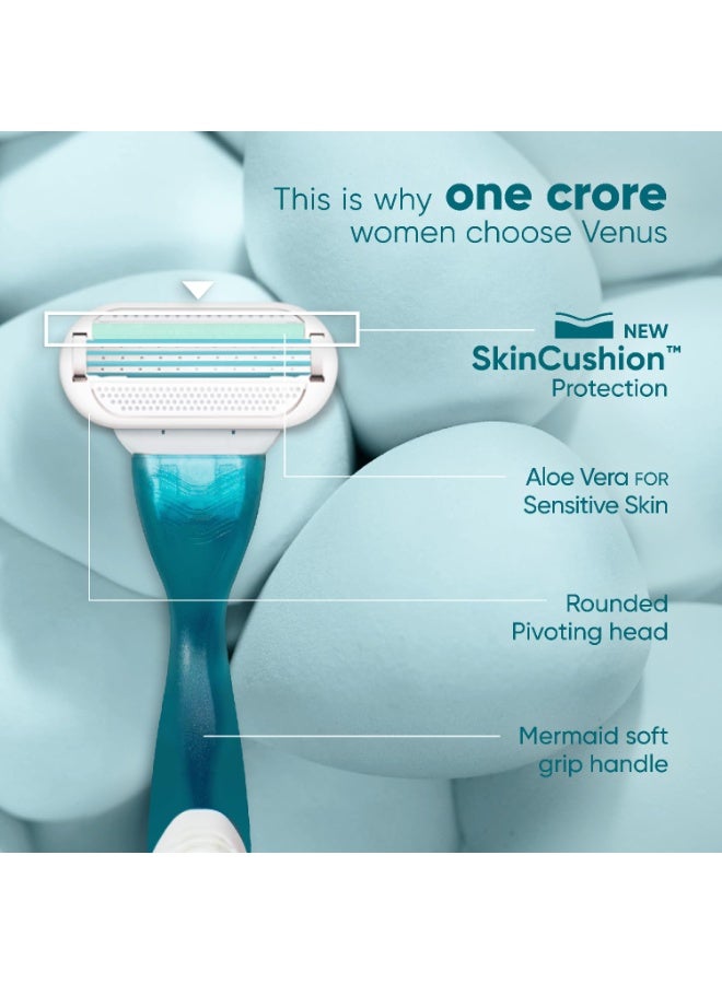 موس إزالة الشعر فينوس سروز الحساسة للنساء، مع خلاصة الصبار  قطعتين - Image 4