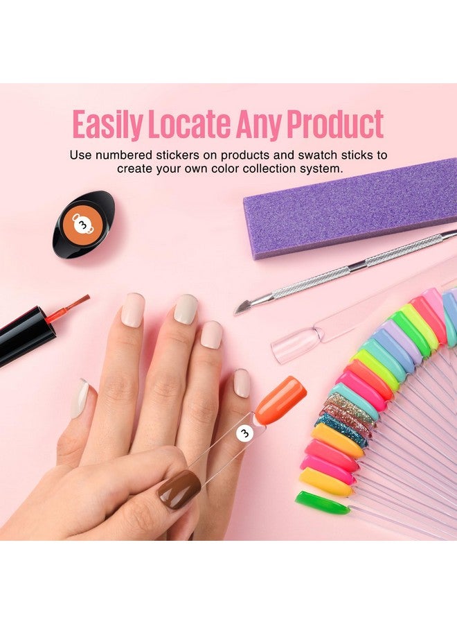 MEFA MEFA 100 Pcs Clear Nail Swatch Sticks with Ring and Numbered Tips, False Nail Sample Sticks for Nail Art Polish Color Practice Fan-Shaped Display - Image 3