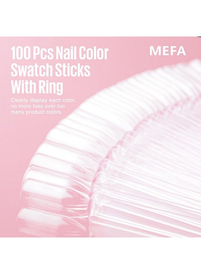 MEFA MEFA 100 Pcs Clear Nail Swatch Sticks with Ring and Numbered Tips, False Nail Sample Sticks for Nail Art Polish Color Practice Fan-Shaped Display - Image 2