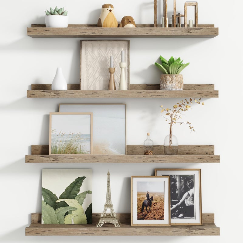FLYJOE Floating Picture Ledge Shelves Set of 4, 24 Inch Shelves with Lip - Large Nursery Book Shelf for Toys Storage, Kids Bookshelf, Living Room, Bedroom Decor Frames - Image 1