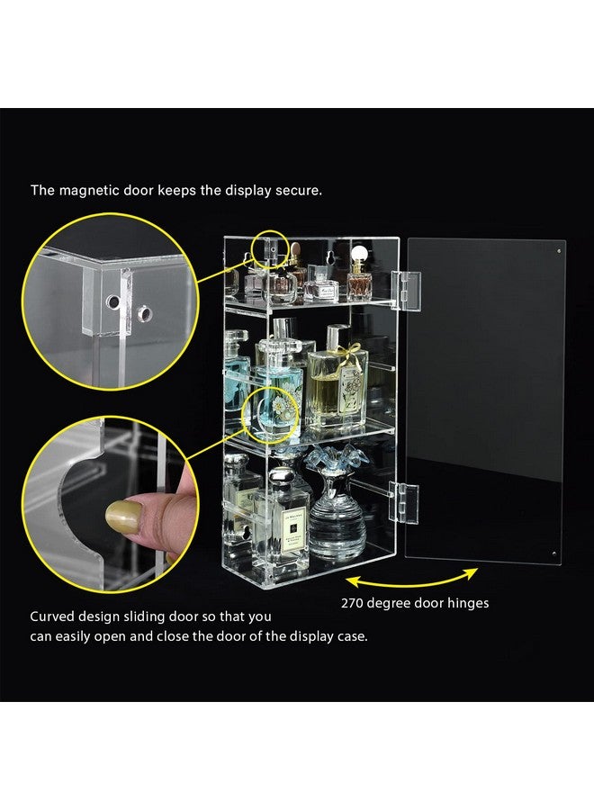 Ikee Design 5-Level Mirrored Back Acrylic Display Case with Door, Adjustable Collection Display Case for Mini Funko Pop Figures, Shot Glass, Freestanding or Wall-Mounted, Clear Color - Image 3