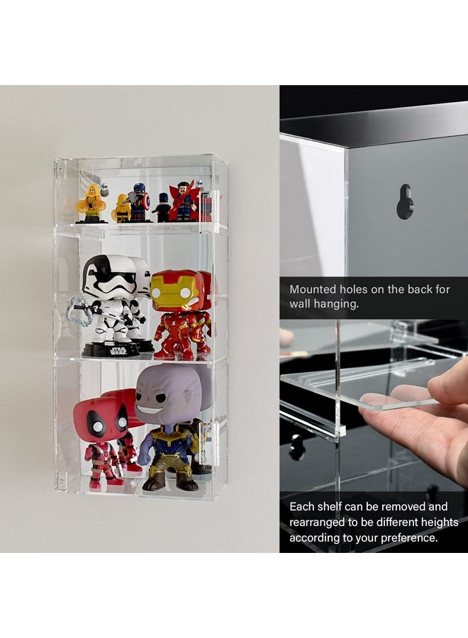 Ikee Design 5-Level Mirrored Back Acrylic Display Case with Door, Adjustable Collection Display Case for Mini Funko Pop Figures, Shot Glass, Freestanding or Wall-Mounted, Clear Color - Image 4