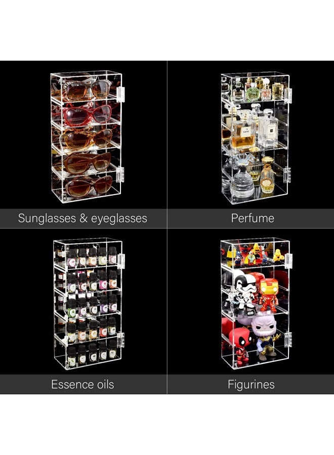 Ikee Design 5-Level Mirrored Back Acrylic Display Case with Door, Adjustable Collection Display Case for Mini Funko Pop Figures, Shot Glass, Freestanding or Wall-Mounted, Clear Color - Image 5