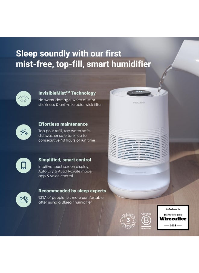 Blueair InvisibleMist™ H35i Air Humidifier | 360° Design, Touchscreen Interface, Air and Water Purifier up to 48Hrs, Smart Filter Monitoring, for Home/Office Use, Up to 500 sqf Room size - White  - Image 5