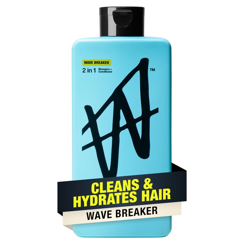 W by Jake Paul Menâ€™s 2-in-1 Shampoo and Conditioner, Full Looking Hair, Deep Clean & Hydrating, Wave Breaker Scent, 16 fl oz - Image 1