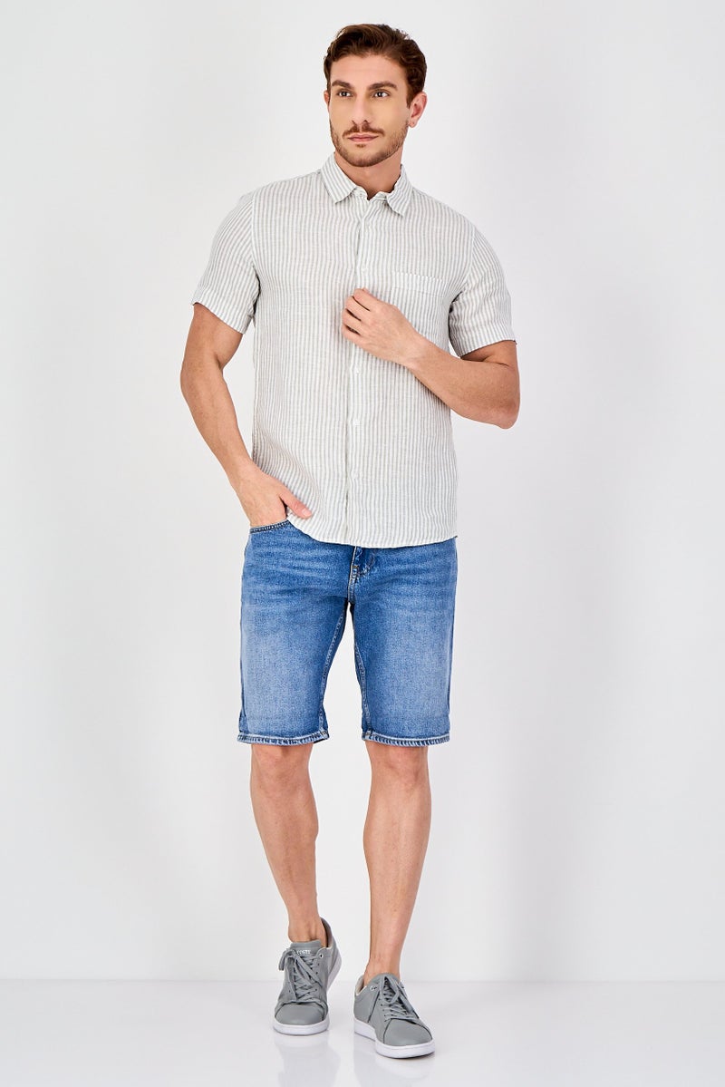 Celio Men Regular Fit Stripe Short Sleeves Casual Shirt, Multicolor - Image 2