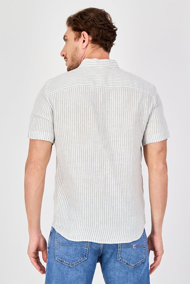 Celio Men Regular Fit Stripe Short Sleeves Casual Shirt, Multicolor - Image 4