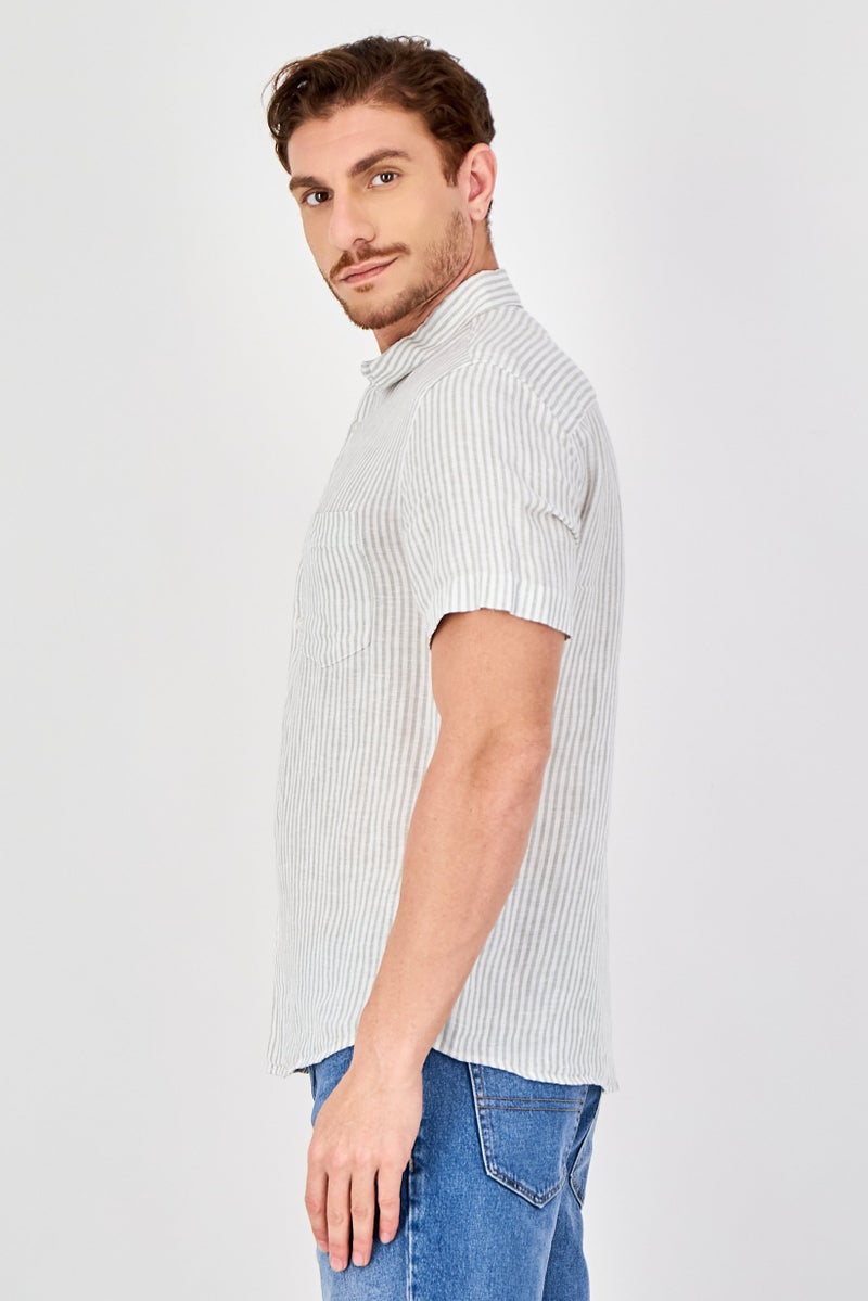 Celio Men Regular Fit Stripe Short Sleeves Casual Shirt, Multicolor - Image 3