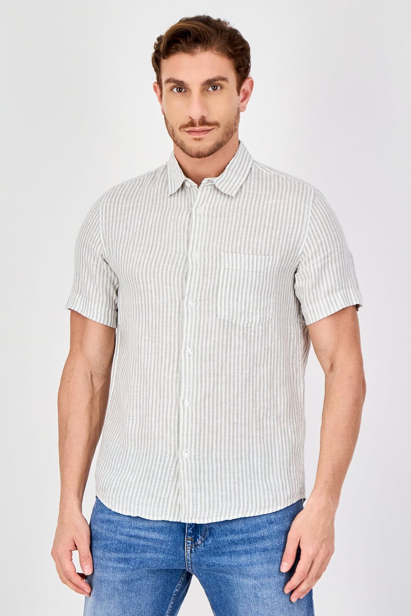 Celio Men Regular Fit Stripe Short Sleeves Casual Shirt, Multicolor - Image 1