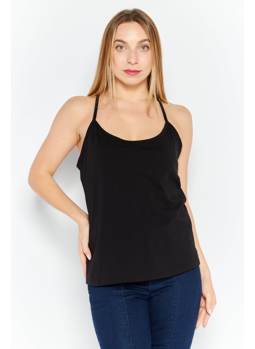 Women Crew Neck Sleeveless Solid Plain Top, Black - pzsku/ZEDB7BCF261AF2AE42499Z/45/_/1724350994/44944285-fba1-4c46-8179-85766c7ab450