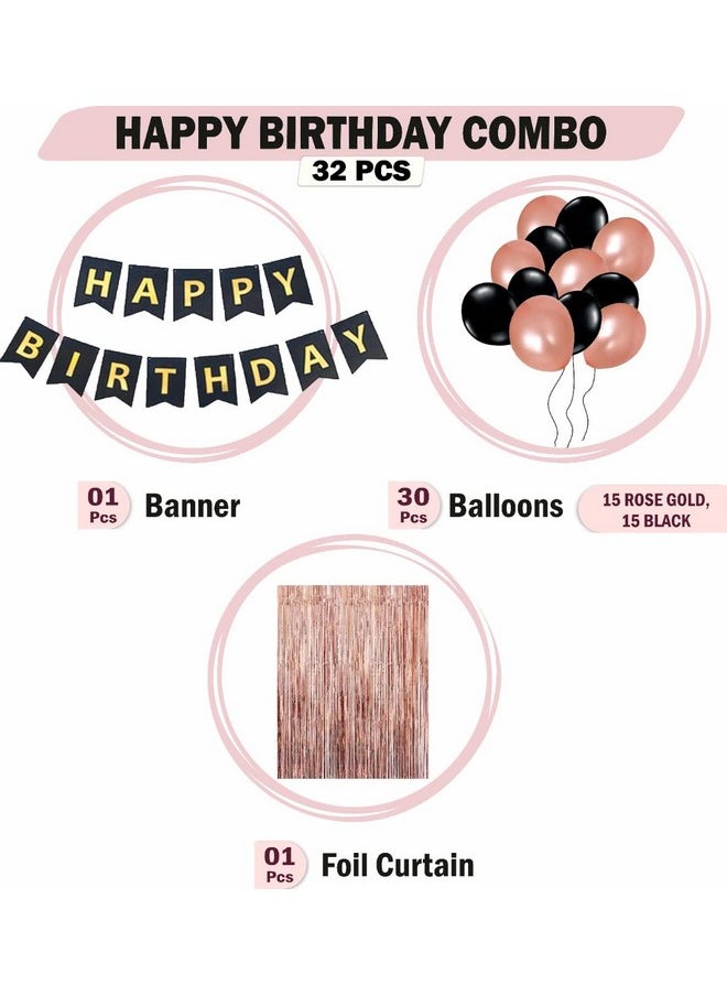 هونج كونج بالونز - مجموعة من 34 قطعة من لافتات عيد الميلاد السعيدة من HK Balloons مع بالونات معدنية (مجموعة لافتات باللون الذهبي الوردي - مجموعة من 34 قطعة) - Image 1