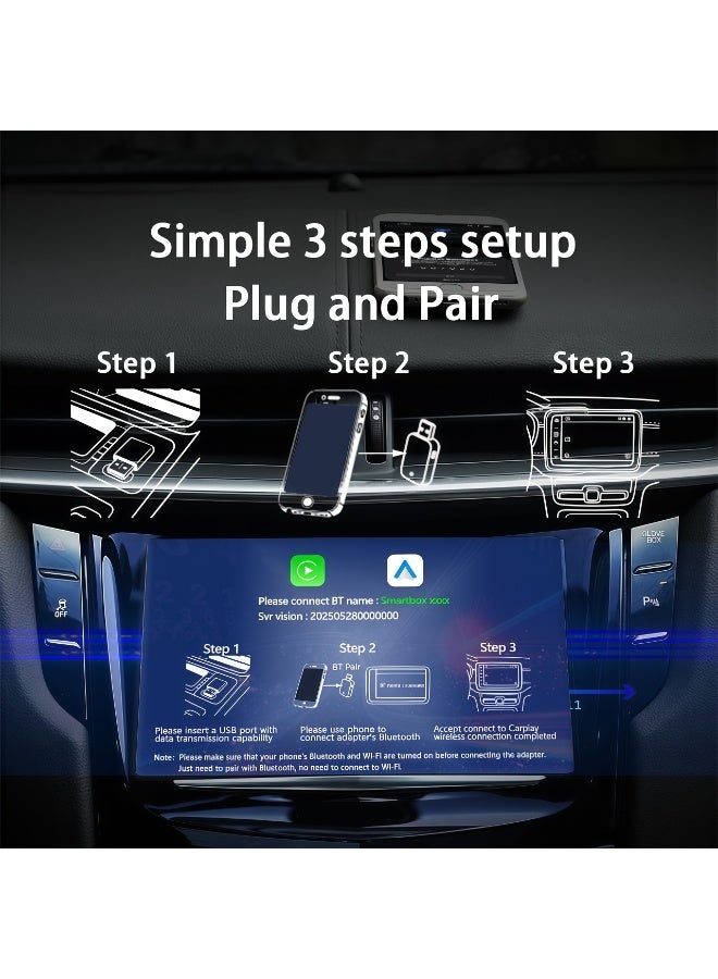 محول لاسلكي مزدوج من Apple CarPlay وAndroid Auto - دقيقة مُحدَّثة 2025 مع منفذ USB-C، يعمل بالإعداد والتشغيل، يحول بسلاسة الاتصال السلكي في السيارة إلى لاسلكي، يتصل تلقائياً بسرعة دون تأخير للسيارات 2016+ - Image 4