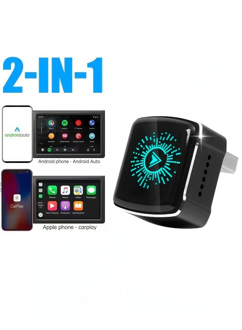 2-in-1 Apple CarPlay & Android Auto Wireless Adapter - 2025 Upgraded Mini Dongle with USB-C, Plug & Play Seamlessly Converts Factory Wired to Wireless, Fast Auto-Connect No Delay for Cars 2016+ - Image 1