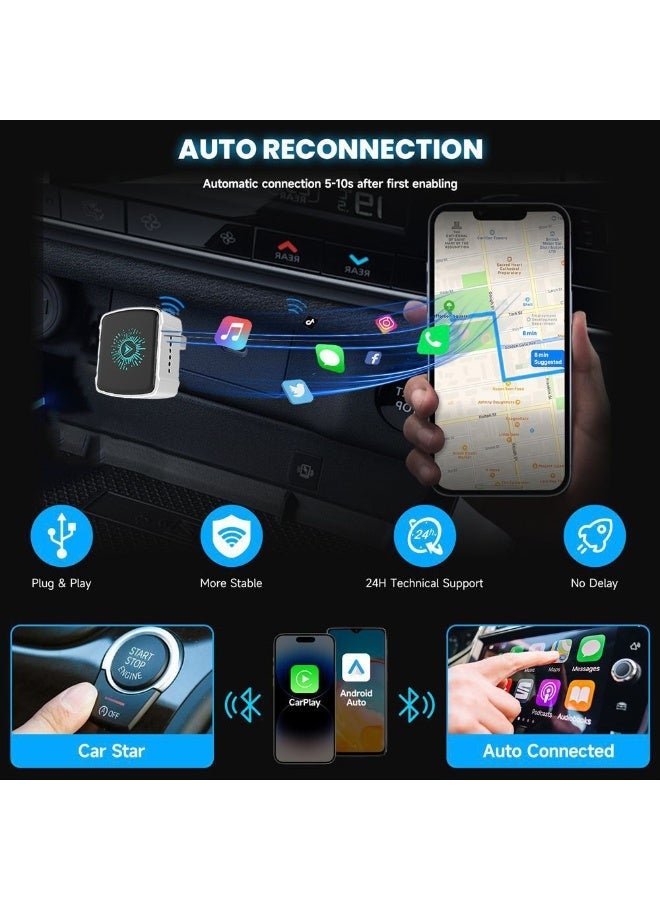 2-in-1 Apple CarPlay & Android Auto Wireless Adapter - 2025 Upgraded Mini Dongle with USB-C, Plug & Play Seamlessly Converts Factory Wired to Wireless, Fast Auto-Connect No Delay for Cars 2016+ - Image 3