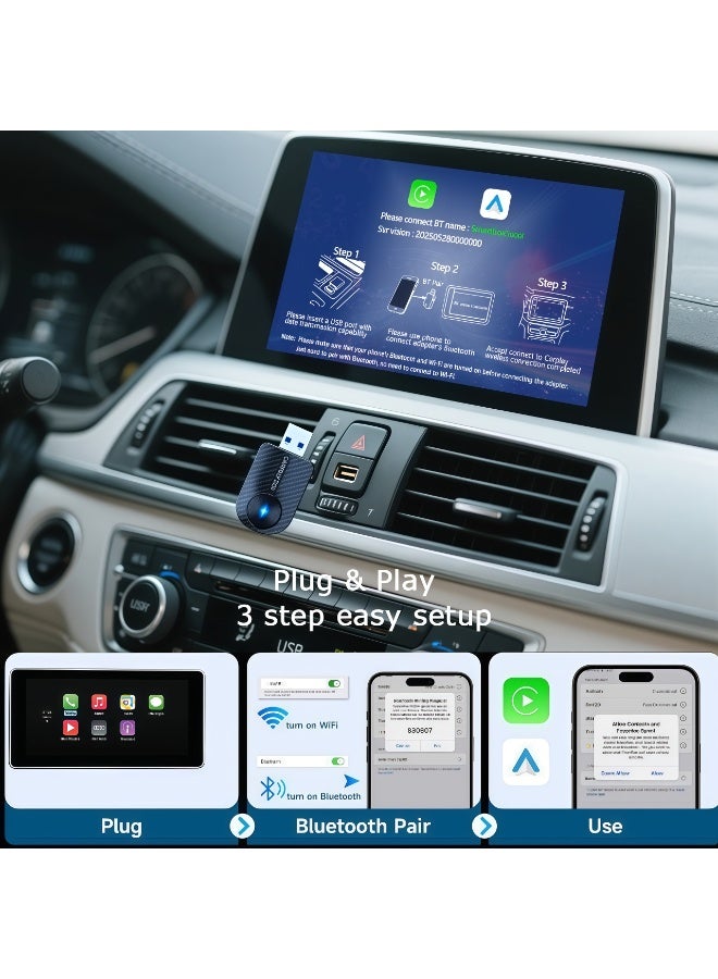 محول لاسلكي مزدوج من Apple CarPlay وAndroid Auto - دقيقة مُحدَّثة 2025 مع منفذ USB-C، يعمل بالإعداد والتشغيل، يحول بسلاسة الاتصال السلكي في السيارة إلى لاسلكي، يتصل تلقائياً بسرعة دون تأخير للسيارات 2016+ - Image 5