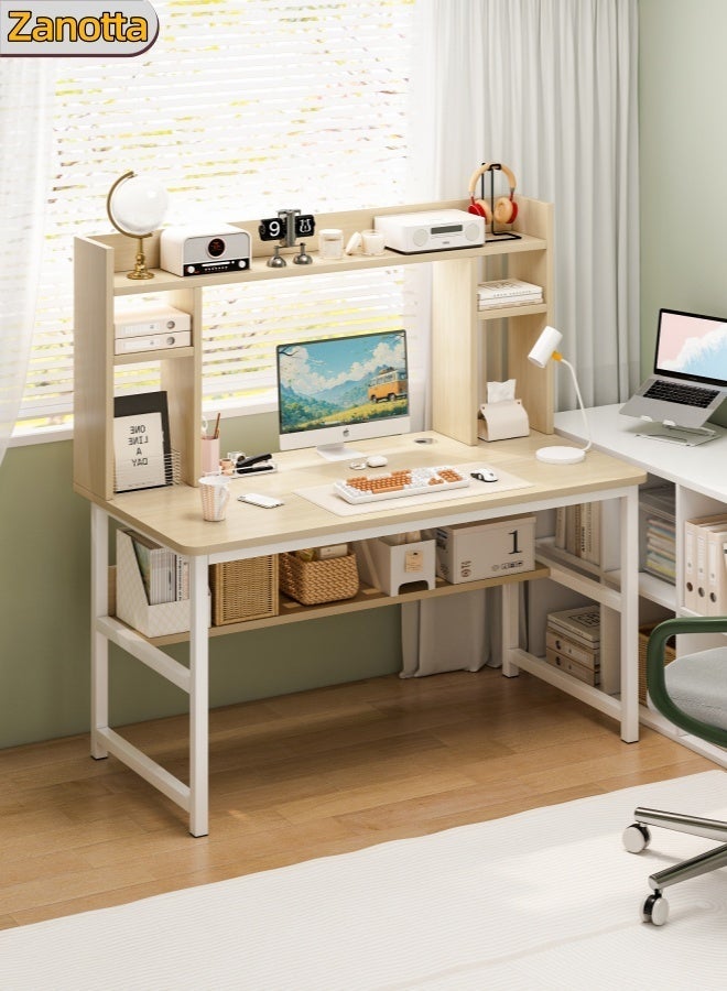 Zanotta Space-Saving Gaming Table Study Desk Study Table with Shelves, Multiple for Study Writting Home Office desk 110*126*50 cm - Image 1