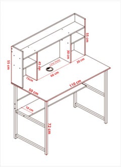 Shofenkei Shofenkei Space-Saving Study Desk with Shelves, Multipurpose Home Officedesk : Perfect for Computer, Writing, and Book Storage 110*126*50 cm  - Image 5