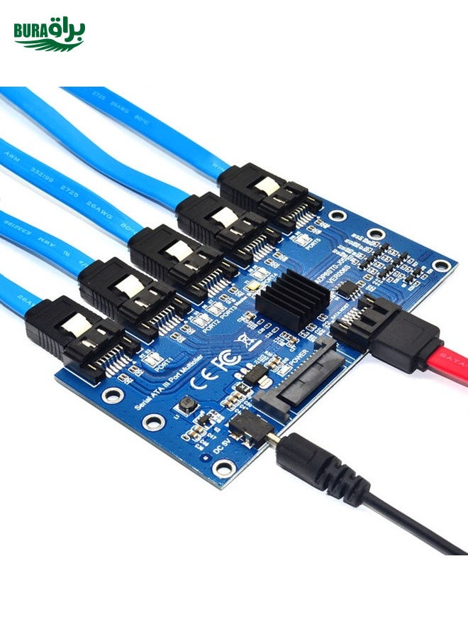 BURAQ SATA2.0 3Gbps JMB321 Chip SATA Expansion Card 1 to 5 Port Riser Card  - Image 4