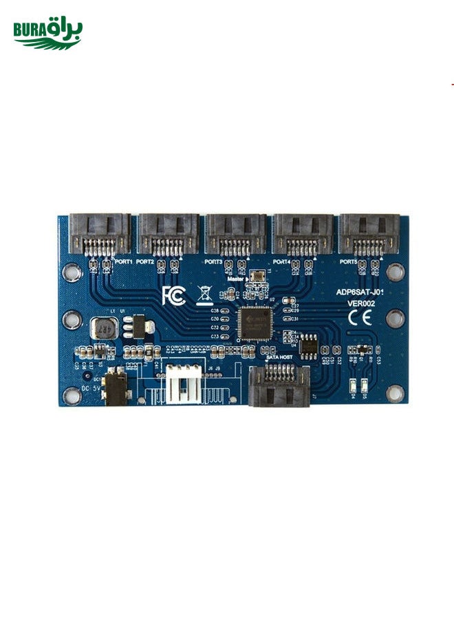 BURAQ SATA2.0 3Gbps JMB321 Chip SATA Expansion Card 1 to 5 Port Riser Card  - Image 1