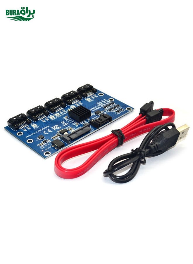 BURAQ SATA2.0 3Gbps JMB321 Chip SATA Expansion Card 1 to 5 Port Riser Card  - Image 2