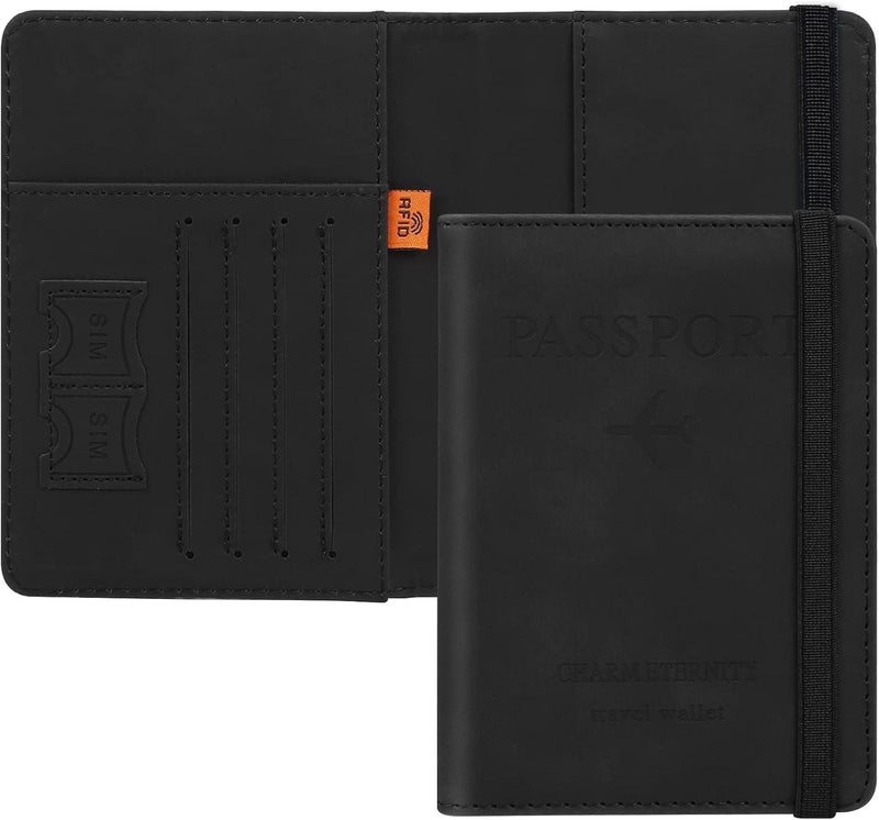 Passport Holder – PU Leather, RFID Blocking, Travel Wallet for Passport, Ticket