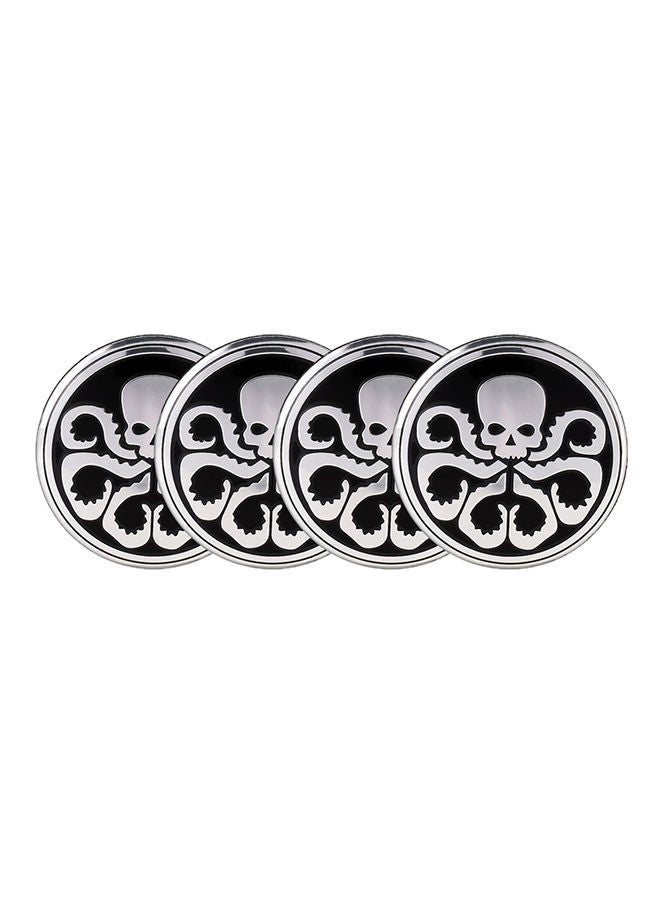 NIBEMINENT 4-Piece Car-Styling Skull Pattern Wheel Hub Decorative Sticker