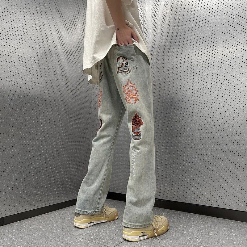 Unisex Classic Denim Jeans Loose Fit Daily Outdoor Wear - Image 1