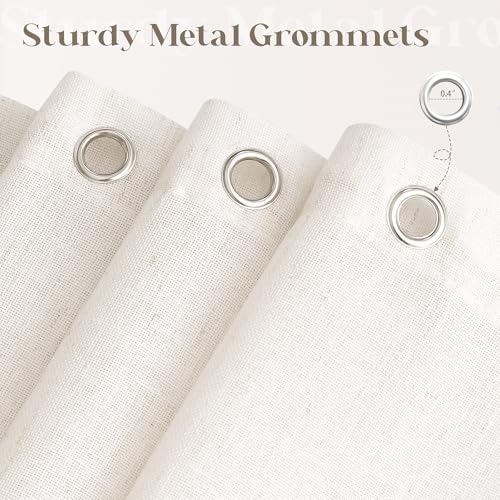 DUKIYO Cream Linen Shower Curtain Natural Boho Farmhouse Shower Curtains for Bathroom Neutral Aesthetic Bath Decor Sheer Cloth Water Repellent Fabric Drapes with Hooks Sets, Birch Ivory, 72x72 Inch - Image 5