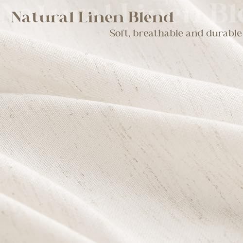 DUKIYO Cream Linen Shower Curtain Natural Boho Farmhouse Shower Curtains for Bathroom Neutral Aesthetic Bath Decor Sheer Cloth Water Repellent Fabric Drapes with Hooks Sets, Birch Ivory, 72x72 Inch - Image 2