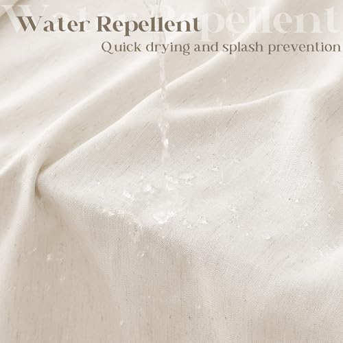 DUKIYO Cream Linen Shower Curtain Natural Boho Farmhouse Shower Curtains for Bathroom Neutral Aesthetic Bath Decor Sheer Cloth Water Repellent Fabric Drapes with Hooks Sets, Birch Ivory, 72x72 Inch - Image 3