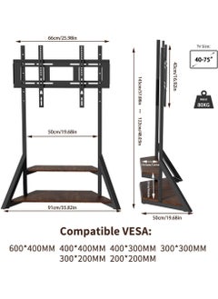 Rubik Large Floor TV Stand For 40-75 Inch TVs, Floor Standing Mount with Shelves Fit for TVs Displays & Smartboards, Modern Heavy Duty Entertainment Center, Holds 100KG (40-75 Inch TVs)  - Image 4