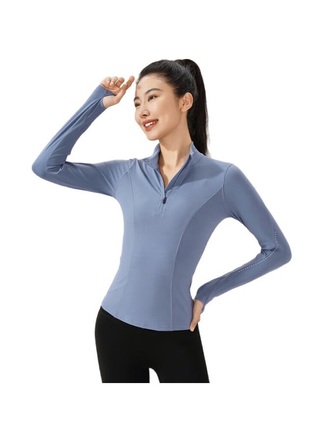 Liberal Half-Zip Sports Top For Women, Spring And Autumn Slim-Fit Running Jump Rope Outdoor Training Yoga Long-Sleeve T-Shirt - Image 2