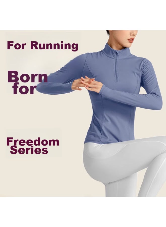 Liberal Freedom Half-zip Sports Top For Women, Spring And Autumn Slim-fit Running Jump Rope Outdoor Training Yoga Long-sleeve T-shirt - Image 1