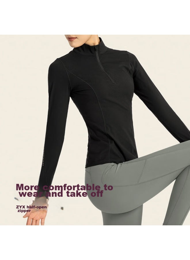 Liberal Freedom Half-zip Sports Top For Women, Spring And Autumn Slim-fit Running Jump Rope Outdoor Training Yoga Long-sleeve T-shirt - Image 5