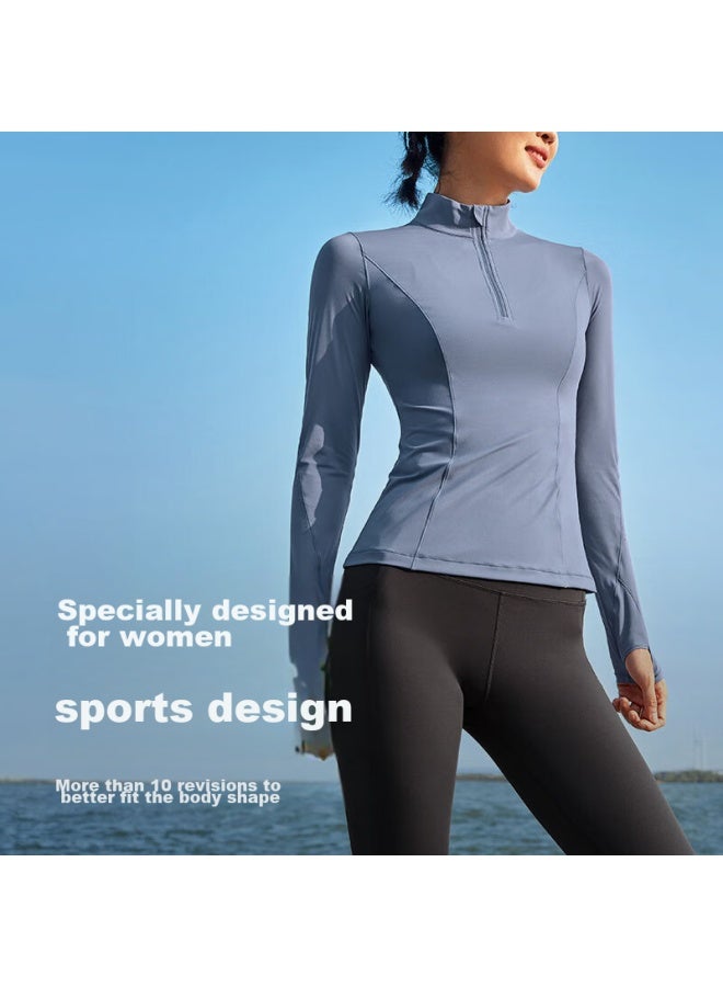 Liberal Freedom Half-zip Sports Top For Women, Spring And Autumn Slim-fit Running Jump Rope Outdoor Training Yoga Long-sleeve T-shirt - Image 3