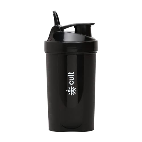 CULT Mini Shaker Bottle 600ml – Leak-Proof Protein Shaker with Wire Mixer Ball | BPA-Free, Portable Gym Shaker for Men & Women (Black) - Image 1