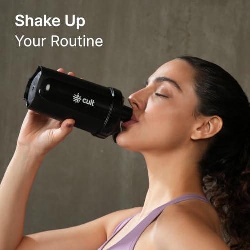CULT Mini Shaker Bottle 600ml – Leak-Proof Protein Shaker with Wire Mixer Ball | BPA-Free, Portable Gym Shaker for Men & Women (Black) - Image 4