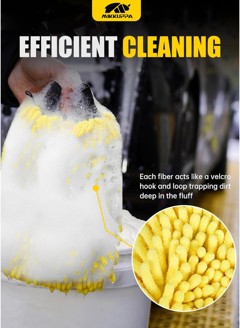 MIKKUPPA Car Wash Mitt Microfiber - Double-Sided Chenille Scratch Free Mitt with Waterproof Inner for Car Washing Home Cleaning - Image 4