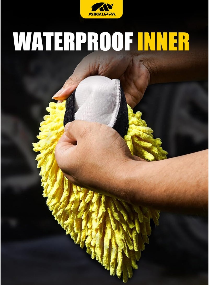 MIKKUPPA Car Wash Mitt Microfiber - Double-Sided Chenille Scratch Free Mitt with Waterproof Inner for Car Washing Home Cleaning - Image 5
