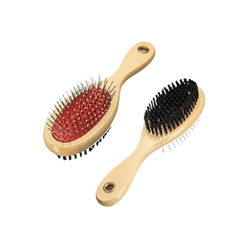 Misu Pet Store Two Sided Hand Grooming Item with pin Head and Bristle face Suitable for use During Coat Brushing Bath or Tidy time with Small Grip Handle for cat or pet Care Session Red - Image 2