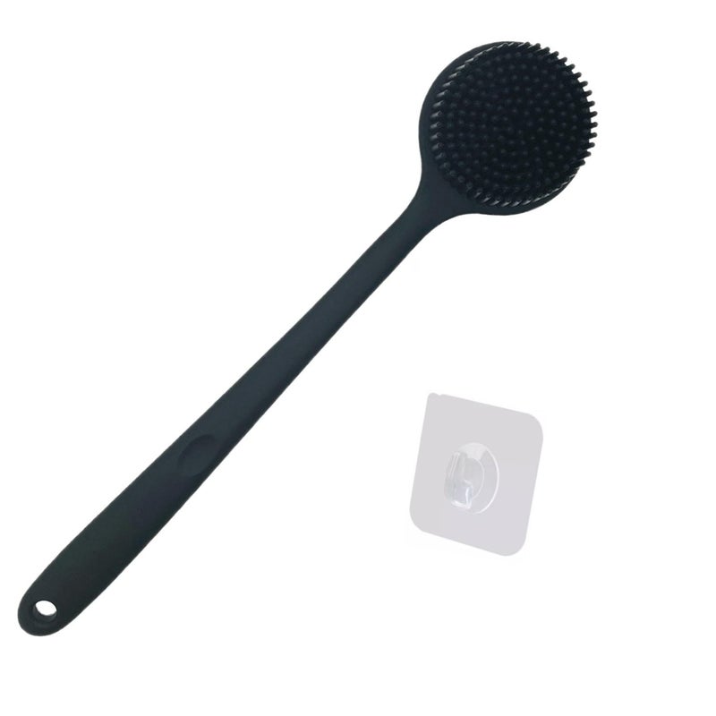 Cinlitek Silicone Body Scrubber, Long Handle Back Scrubber for Shower Brush,Exfoliating Body Scrubber, Shower Scrubber for Body Brush, Soft Silicone Bath Brush for Men,Women&Kids,with a Free Hook - Image 1