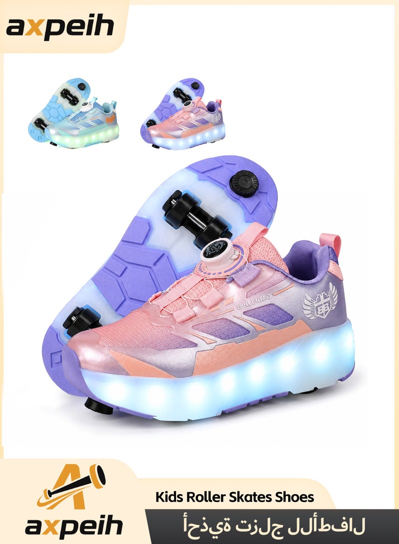 Axpeih Roller Skates Shoes 4 Wheels for Kids, New Upgraded Roller Shoes with 16 Flashing Modes, LED Light Up Flashing Sneaker Roller Skate Shoes for Boys and Girls, Beginner Friendly, More Balanced - Image 1