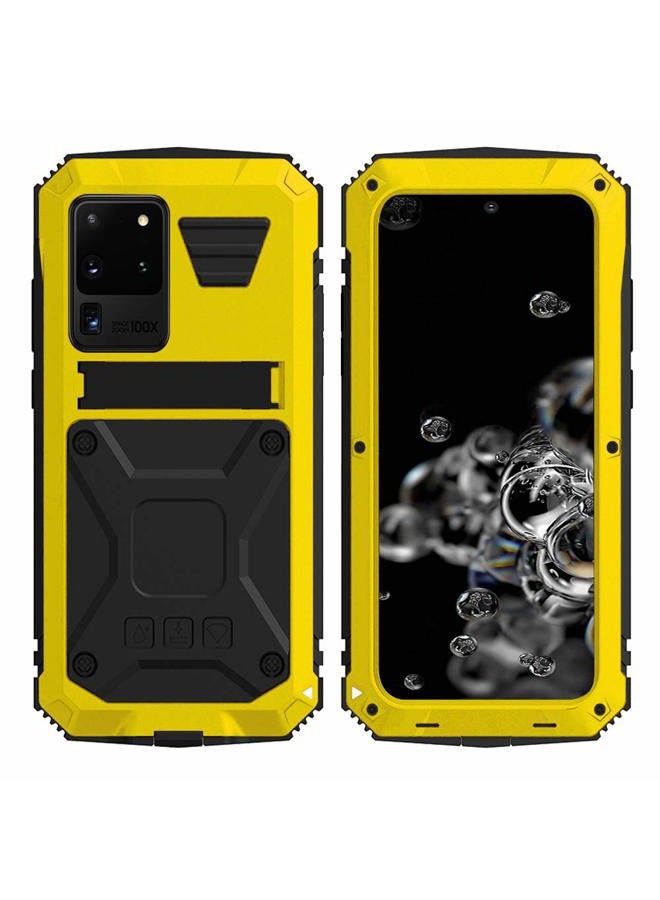 Simicoo Samsung S20 Ultra Metal Bumper Silicone Case Hybrid Military Shockproof Heavy Duty Rugged Defender case Built-in Screen Protector Stand S20 Ultra - Image 1
